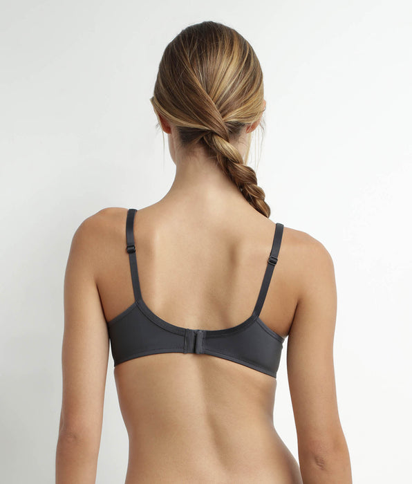 DIM Grijze push-on BH van microvezel en tule Dim Generous