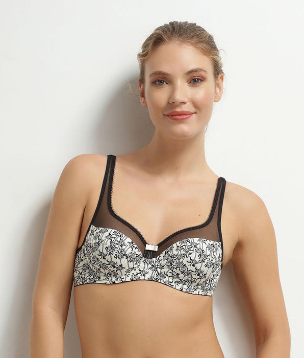 DIM Soutien-gorge emboîtant en microfibre et tulle à palmiers Generous