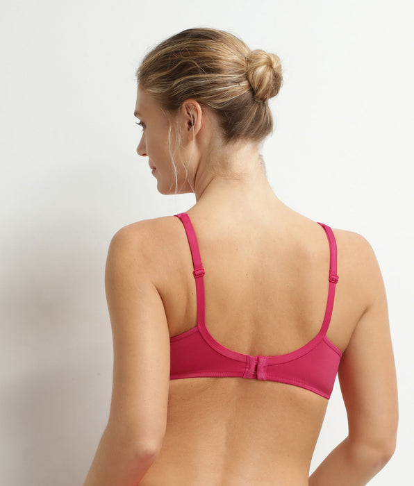 DIM Soutien-gorge emboîtant en microfibre et tulle Framboise Generous