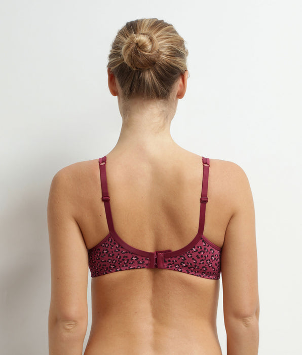 DIM Soutien-gorge emboîtant en microfibre et tulle Rouge Marron Generous