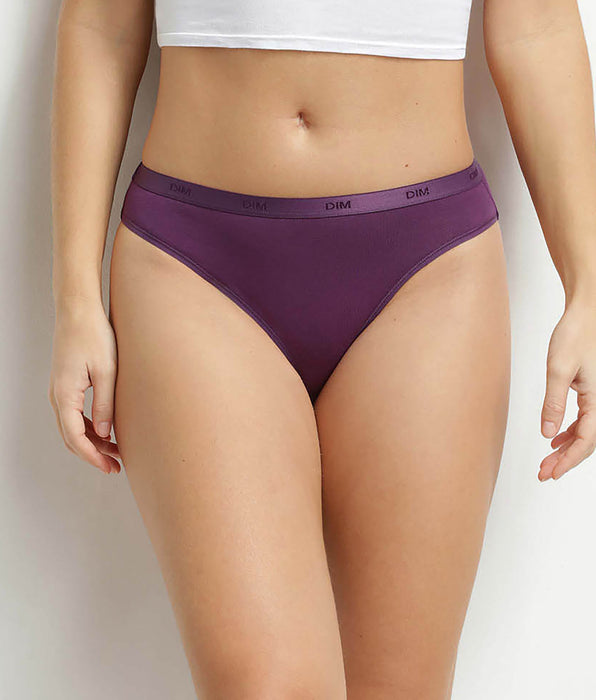 DIM Set van 5 stretch katoenen damesslips met Les Pockets boodschap