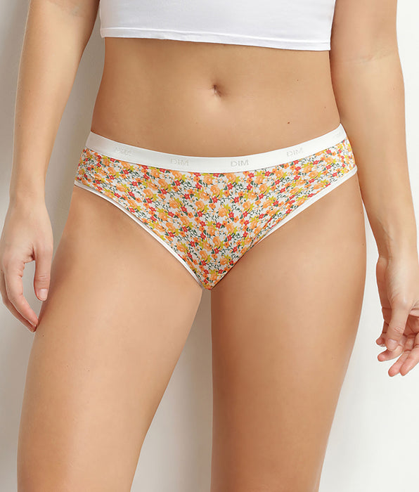 DIM Lot de 5 slips femme coton stretch motif liberty Les Pockets