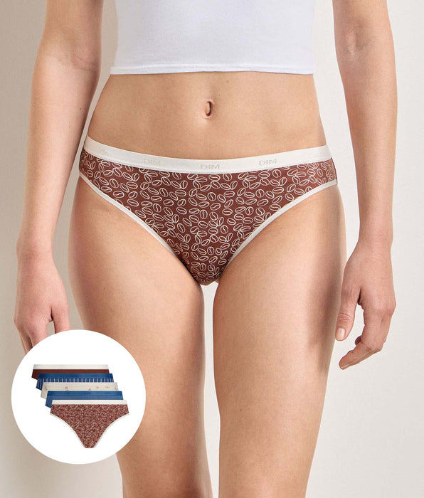 DIM Set van 5 cafékleurige slipjes Les Pockets Coton