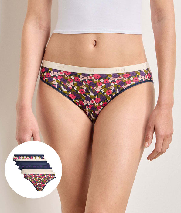DIM Lot de 5 culottes éclat floral Les Pockets Coton