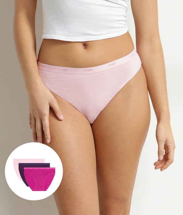 DIM Set van 3 damesslips van stretchkatoen met Les Pockets-bericht