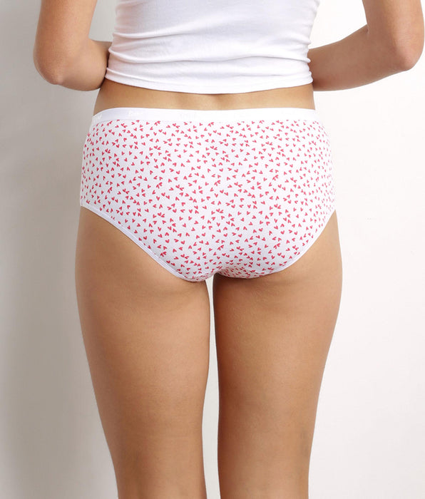 DIM Lot de 5 shorties femme en coton stretch à motif coeur Les Pockets