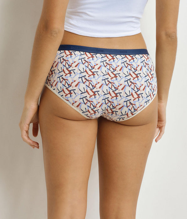 DIM Set van 5 damesboxershorts met roodblauwe linten Les Pockets