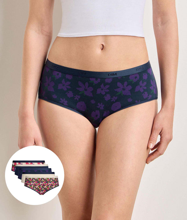 DIM Lot de 5 shortys éclat floral Les Pockets Coton