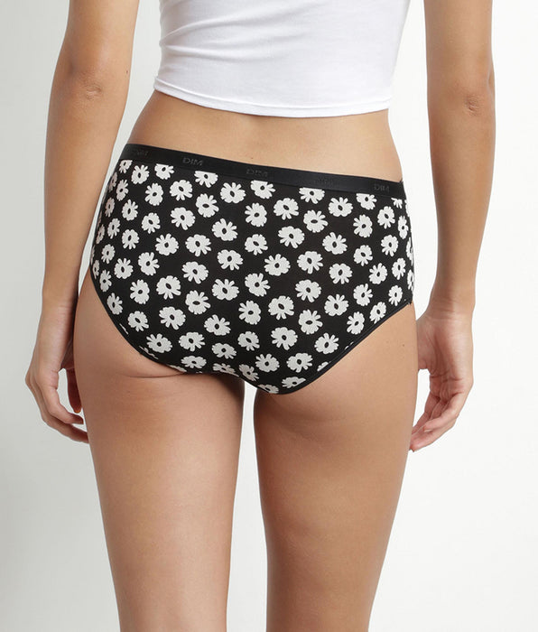 DIM Lot de 3 shorties femme coton stretch Noir Beige à fleurs Les Pockets