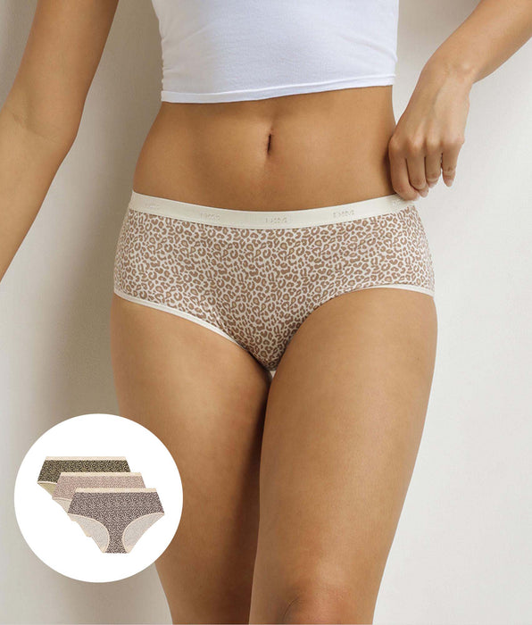 DIM Set van 3 damesboxershorts met luipaardprint Zwart Beige Les Pockets