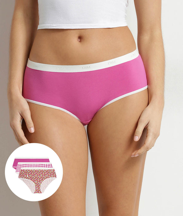 DIM Les Pockets 3-pack stretch katoenen geruite boxershorts voor dames