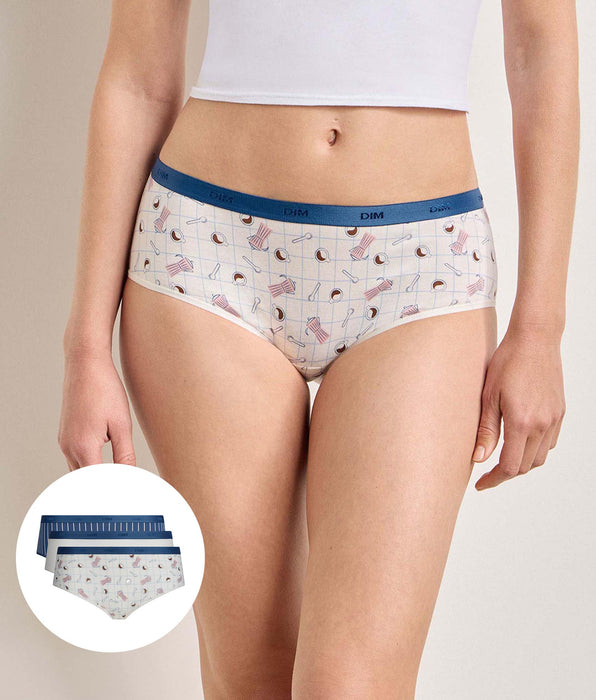 DIM Lot de 3 shortys matin doux Les Pockets Coton