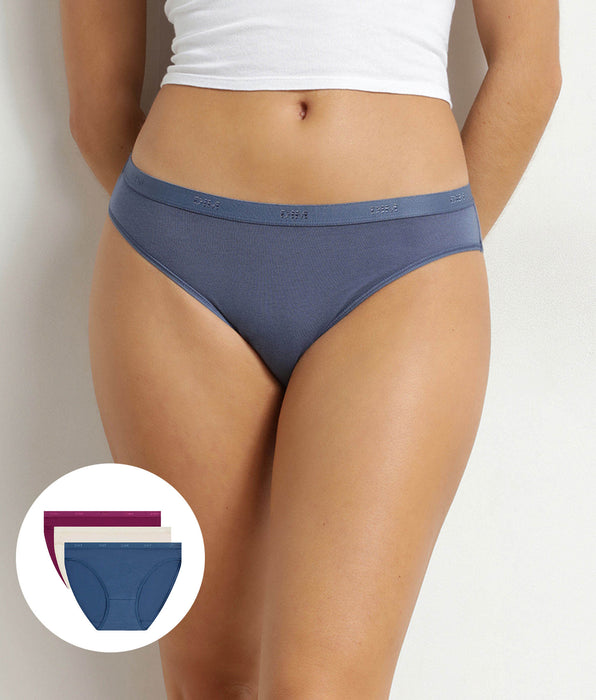 DIM Lot de 3 slips femme coton stretch Cendre Crème Les Pockets Ecodim