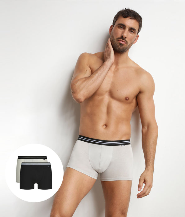 DIM Set van 2 heren boxershorts van stretchkatoen Zwart Grijs EcoDim