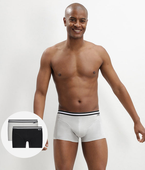 DIM Lot de 2 boxers homme en coton stretch Noir Gris EcoDim