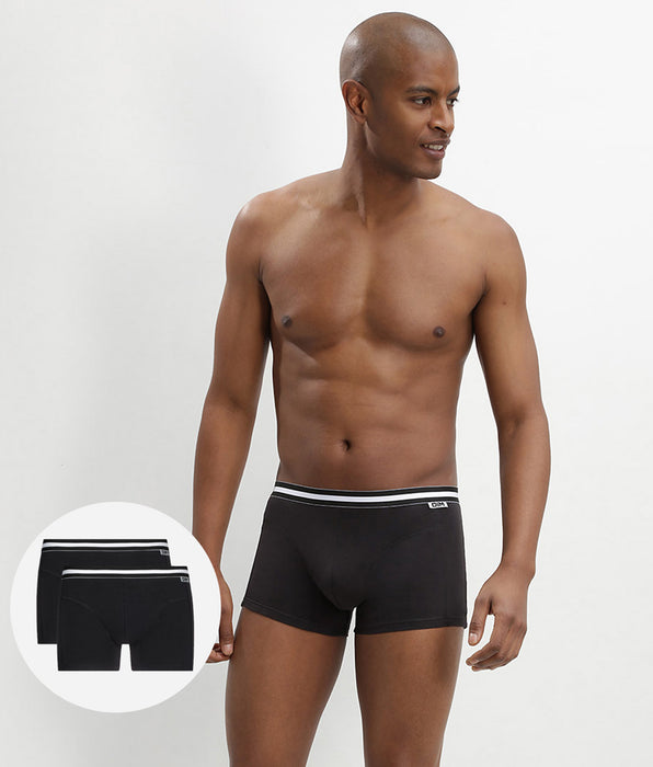 DIM Set van 2 stretch katoenen boxershorts voor heren, zwart EcoDim