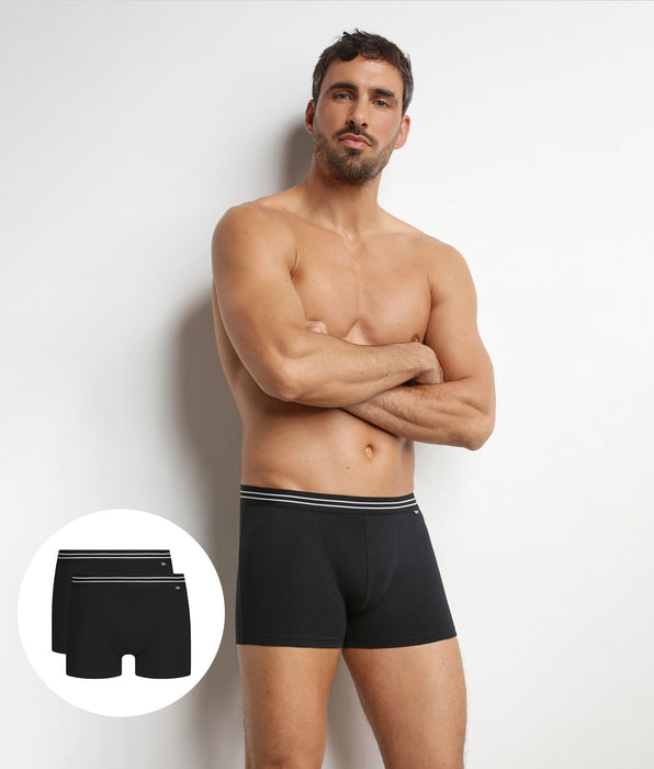 DIM Set van 2 stretch katoenen boxershorts voor heren, zwart EcoDim
