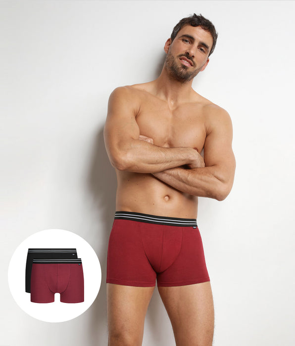 DIM Set van 2 stretch katoenen herenboxers Rood EcoDim