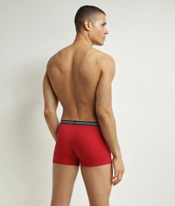 DIM Set van 2 katoenen boxershorts met stretch Carmine Rood Zwart EcoDim