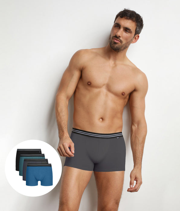 DIM Lot de 4 boxers homme en coton stretch Rivière EcoDim