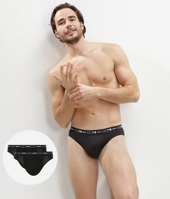 DIM Set van 2 Heren Zwart Cotton Stretch Slips
