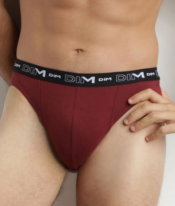 DIM Set van 2 blauwrode herenslips met contrasterende tailleband DIM Cotton Stretch