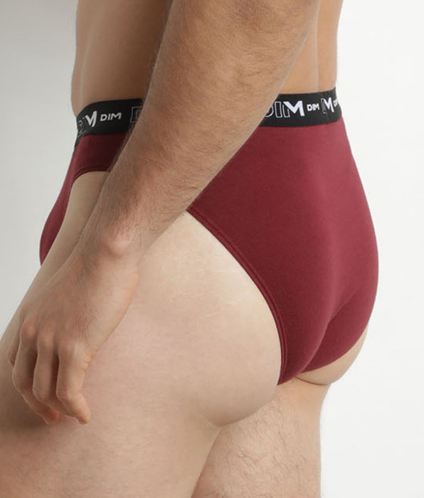 DIM Set van 2 blauwrode herenslips met contrasterende tailleband DIM Cotton Stretch