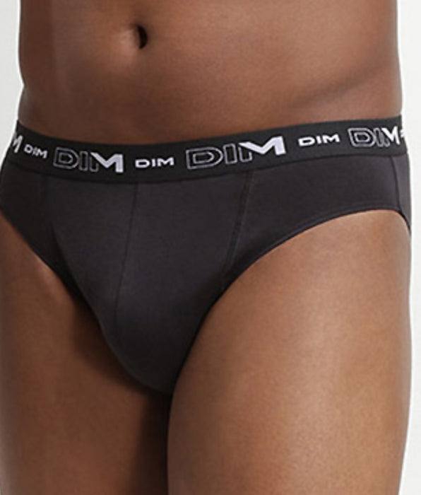 DIM Lot de 3 slips noir Homme en coton stretch