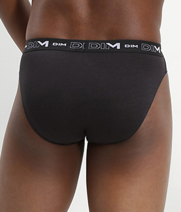 DIM Lot de 3 slips noir Homme en coton stretch