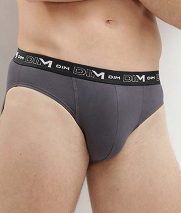 DIM Set van 3 grijze, chilirode en zwarte katoenen stretch slips