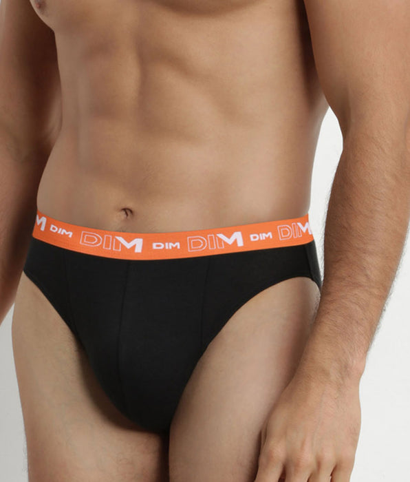 DIM Set van 3 Heren Zwart Oranje Groen DIM Cotton Stretch Slips
