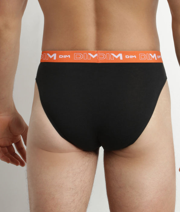 DIM Set van 3 Heren Zwart Oranje Groen DIM Cotton Stretch Slips