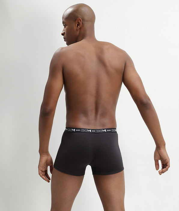 DIM Lot de 3 boxers noir Homme en coton stretch