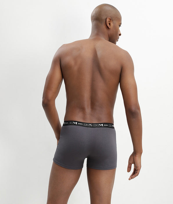 DIM Lot de 3 boxers gris, rouge chili et noir Coton Stretch