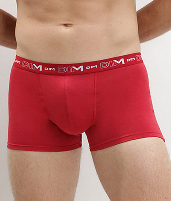 DIM Lot de 3 boxers homme bleu denim rouge topaze acier Coton Stretch
