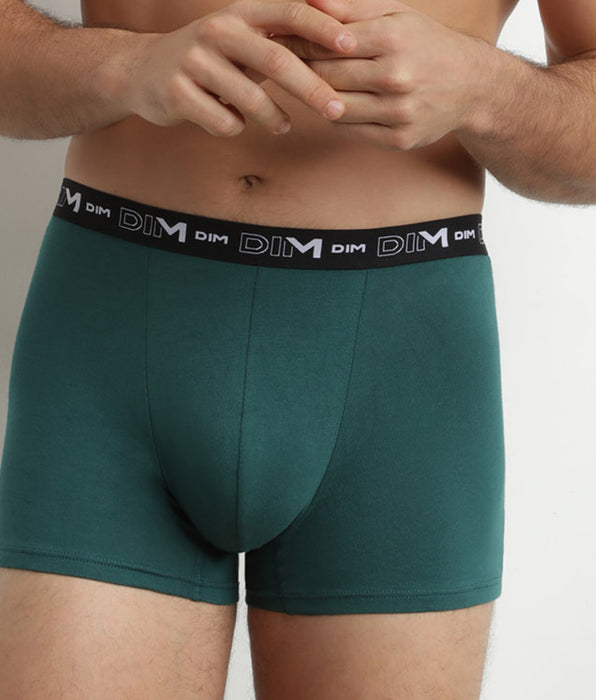 DIM Lot de 3 boxers homme en coton Vert Bleu Dim Coton Stretch