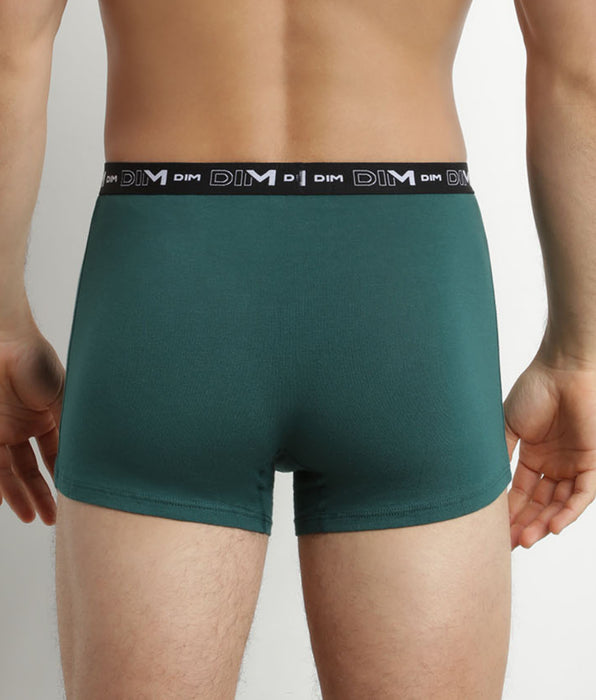 DIM Lot de 3 boxers homme en coton Vert Bleu Dim Coton Stretch