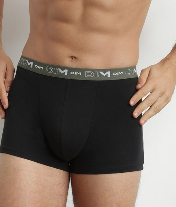 DIM Set van 3 Blauw Oranje DIM Cotton Stretch Boxershorts voor Heren