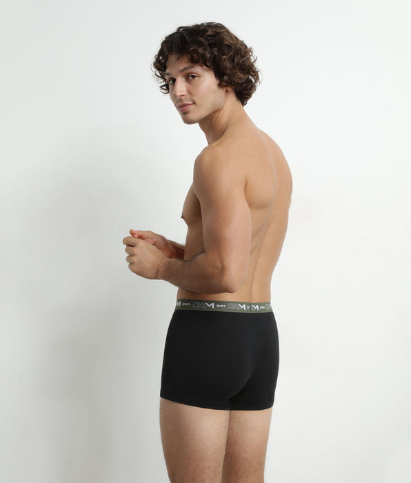 DIM Lot de 3 boxers homme en coton Bleu Orange Dim Coton Stretch