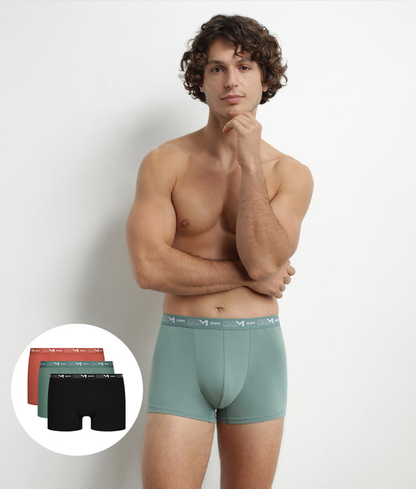 DIM Set van 3 boxershorts in katoen Heren Zwart Groen DIM Cotton Stretch