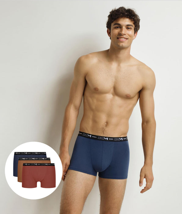 DIM Set van 3 Coral Ochre Nocturne Katoenen Stretch Boxershorts voor Mannen
