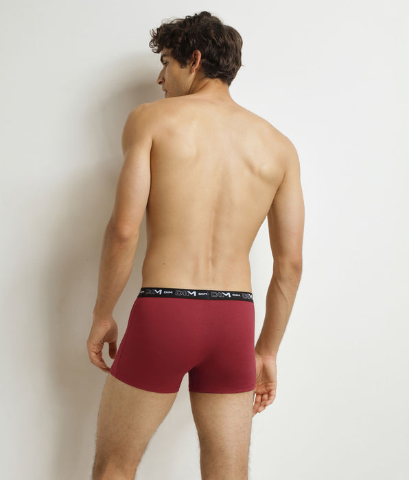 DIM Lot de 3 boxers homme Vert Beige Rouge Coton Stretch
