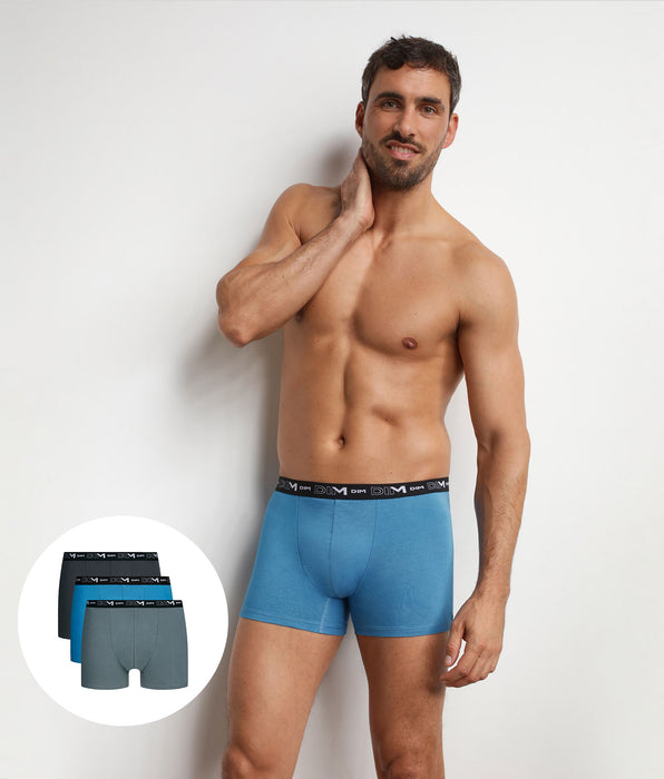 DIM Dim Coton Stretch Elegant Blauw Heren Boxerset van 3