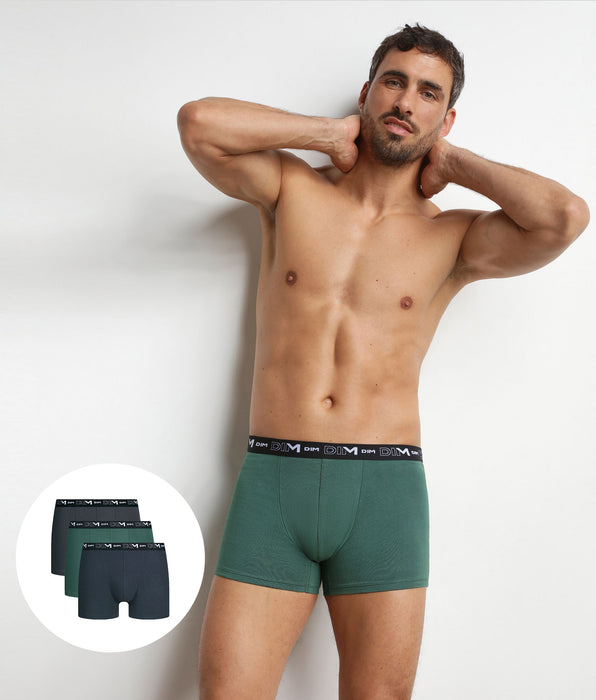 DIM Set van 3 Dim Coton Stretch Nebula Green Boxershorts voor mannen
