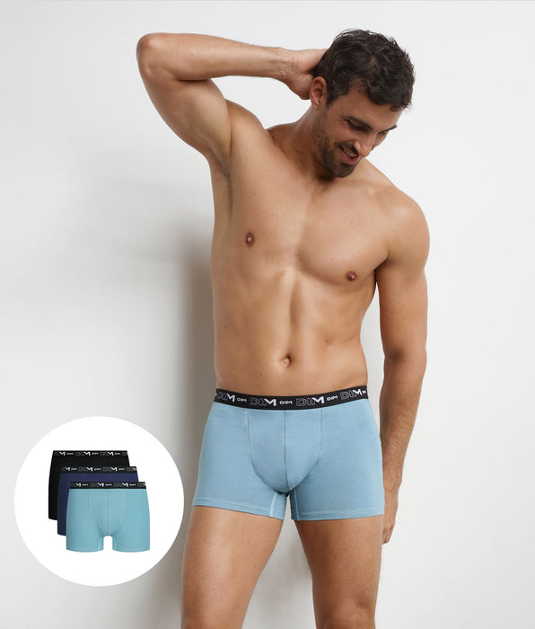 DIM Tijdloze Heren Hemelblauwe Dim Katoen Stretch Boxerset van 3