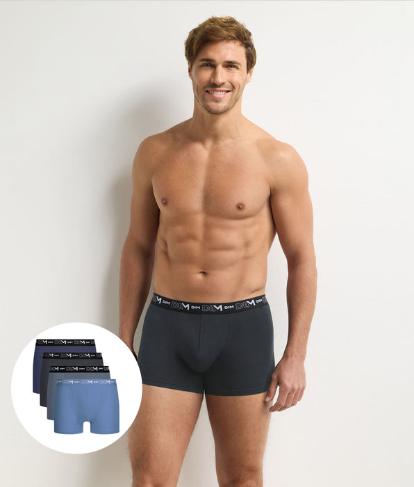 DIM Set van 4 herenboxershorts in grijs, donkergrijs, blauw en donkerblauw Coton Stretch