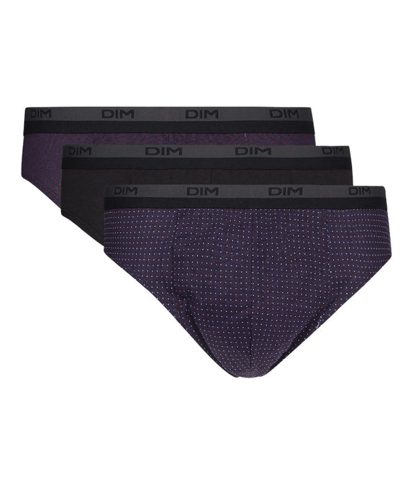 DIM Set van 3 katoenen herenslips met polkadot print Zwart DIM Coton Print