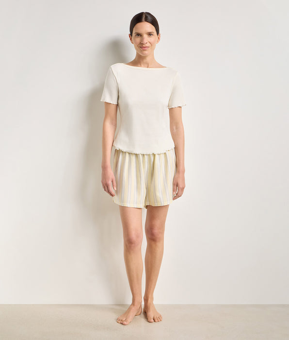 DIM Lichtgele gestreepte twill pyjamashort Slow Days Fresh Vibes
