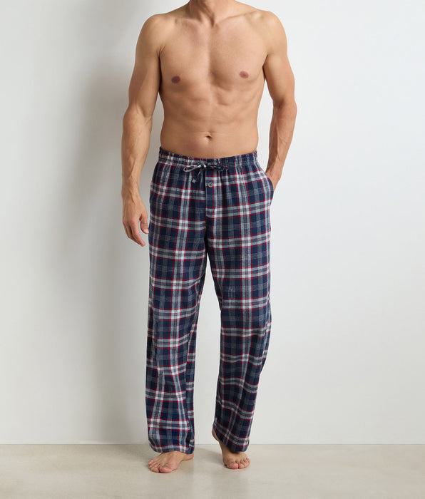 DIM Lange herenbroek blauw ruit Dim Flannel