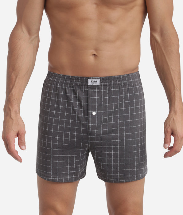 DIM Heren losse boxershort Antraciet ruit DIM Katoen